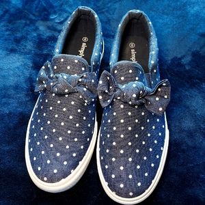 NEW Blue Sneakers with White Polka Dots, size 11 from Simply Be